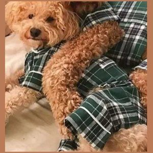 GREEN PLAID 100% COTTON FLANNEL DOG PAJAMAS